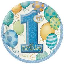 First Birthday Blue Balloons Plates