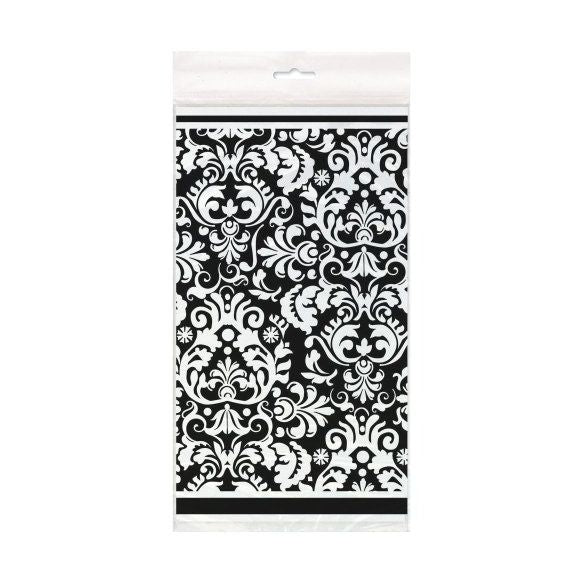 Table cover, Black Damask Plastic