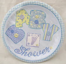Blue Stork Baby Shower Plates
