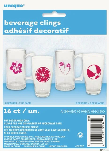 Summer Party Beverage Cling Drink Markers