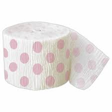 Pink Polka Dot Spot Crepe Paper