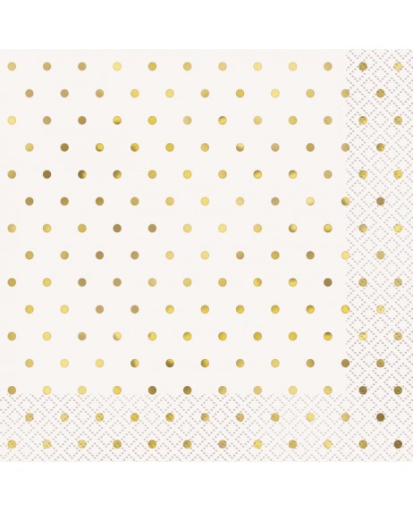White Napkins Gold Dots