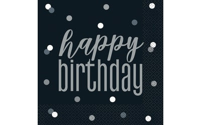 Napkins -black happy birthday