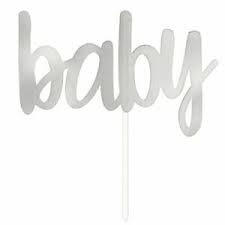 Silver Foil Script Baby Cake Topper