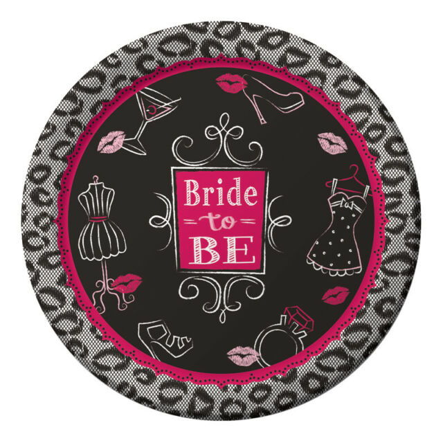 Bride to Be Black Leopard Plates
