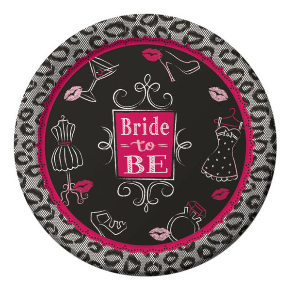 Bride to Be Black Leopard Plates