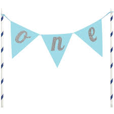 1st Birthday Blue One Cake Pennant Topper