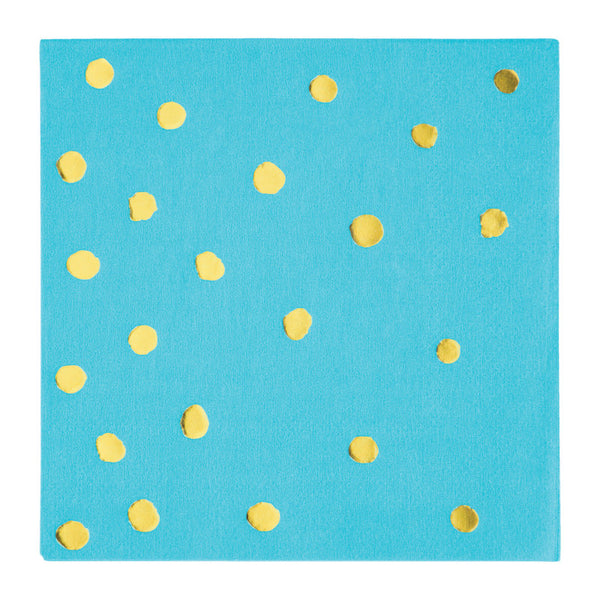 Bermuda Blue Small Napkins with Gold dots