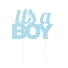 BLUE GLITTER BOY CAKE TOPPER