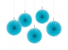 Fans party decoration 15 cm 5 pieces light blue
