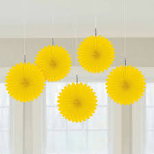 Fans party decoration 15 cm 5 pieces yellow