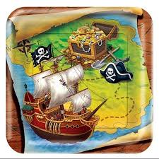 Pirates treasure square plates