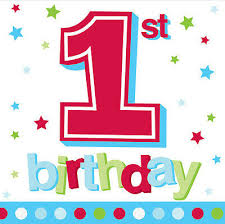Blue Dots 1st Birthday Napkins