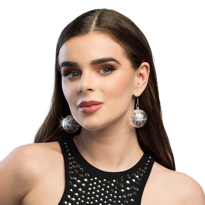 Pair LED earrings Disco ball