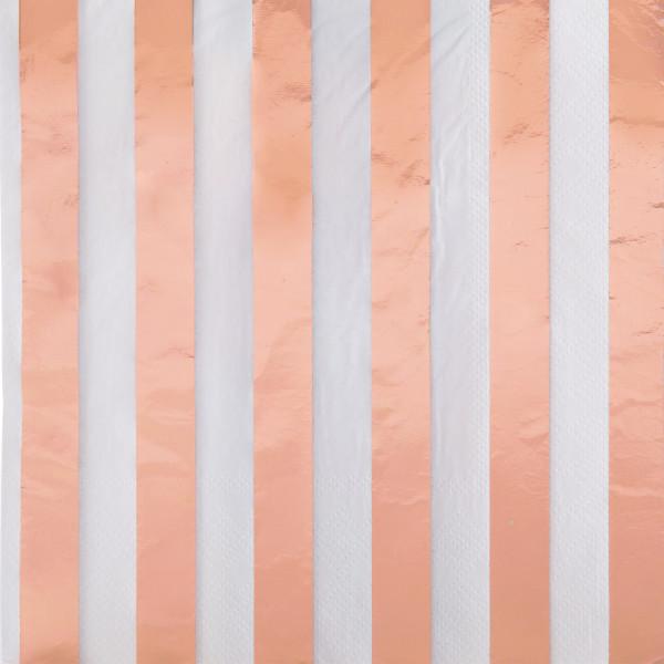 Rose Gold Striped 16 Napkins 33cm x 33cm