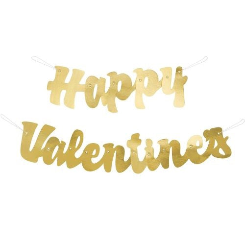 Gold Script 'Happy Valentine's' Banner