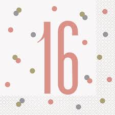 16th Birthday Rose Gold Napkins