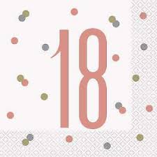 18th Birthday Rose Gold Napkins