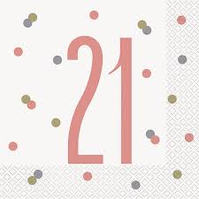 21st Birthday Rose Gold Napkins
