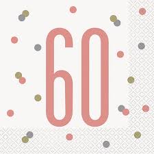60th Birthday Rose Gold Napkins