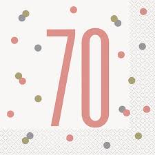 70th Birthday Rose Gold Napkins