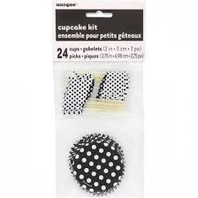 Black and White Dot Cupcake Kit
