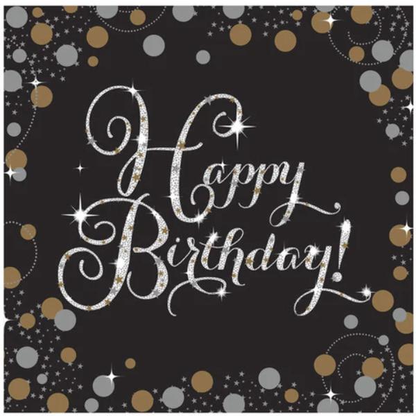 Happy Birthday Golden dots 16 Napkins 33cm x 33cm