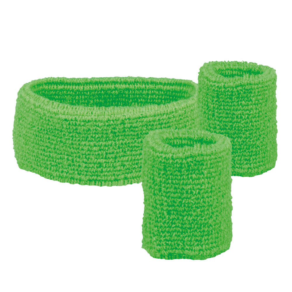 Set 3 Sweatbands neon green