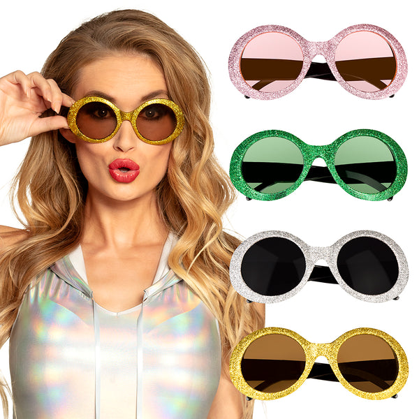 Party glasses Jackie glitter 4 colours ass.