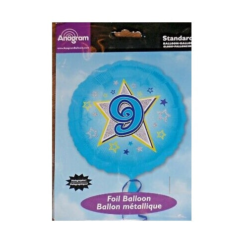 BALLOON Blue foil with no 9 in star