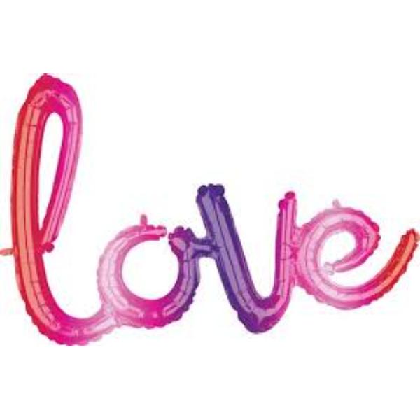 "LOVE" pink and Purple Foil Balloon