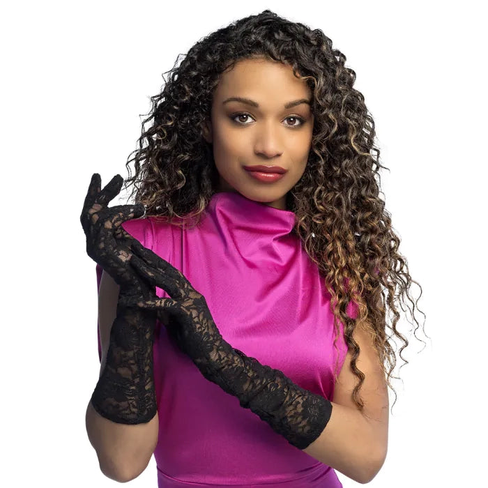 Pair lace gloves elbow Milan black