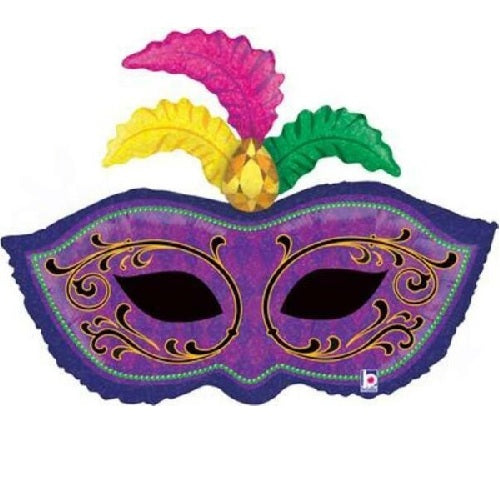 BALLOON Mardi Gras Feather Mask (34