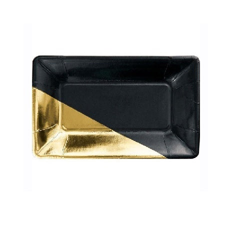 Black And Gold Rectangular Paper Plate