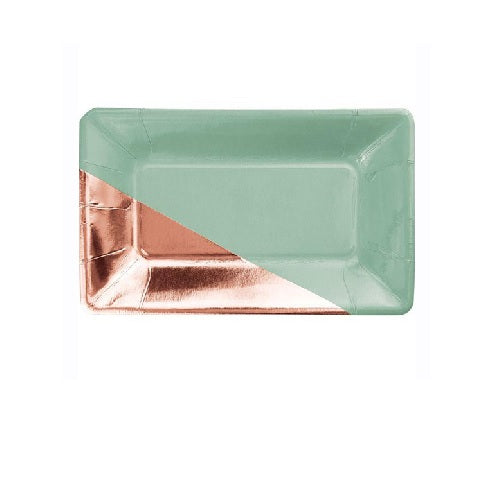 Rectangular plate, Mint and Gold