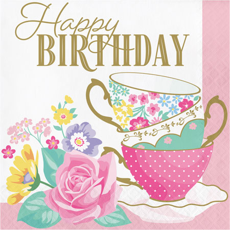 Happy Birthday Floral tea party napkin