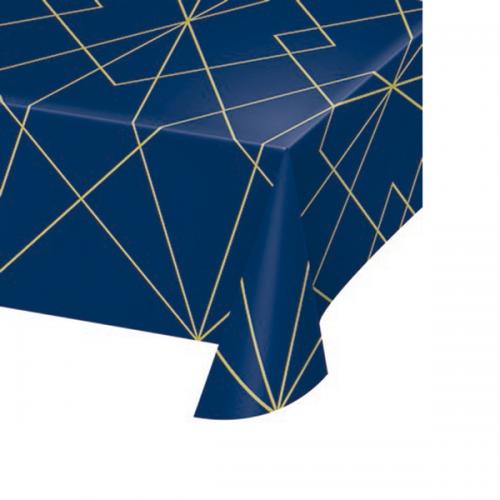 Navy Blue and Gold Foil Plastic Table cover