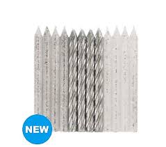 24 small silver glitter candles