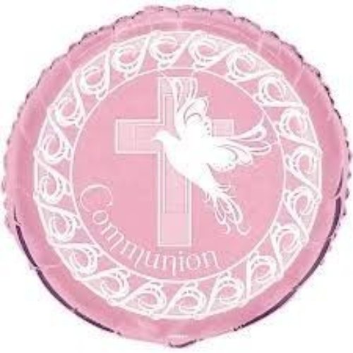 Balloon - Pink foil with cross and dove