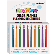 Colour flame candles and holders