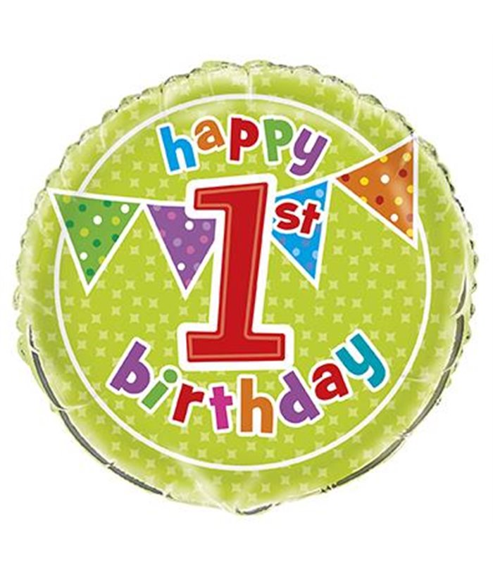Balloon-Happy 1st Birthday Green