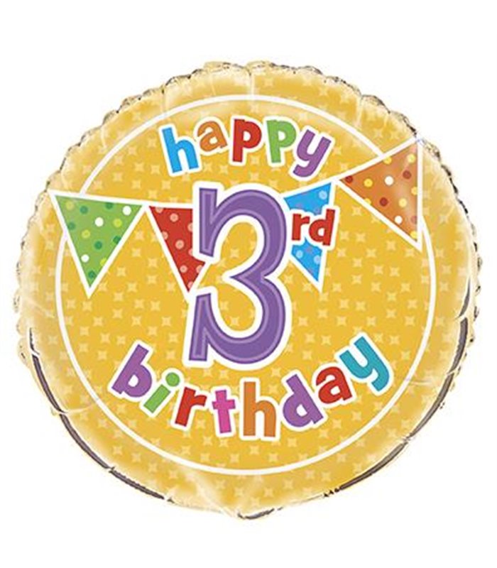 Balloon-Happy 3rd Birthday Yellow