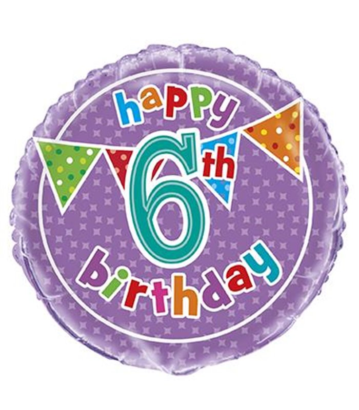 Balloon-Happy 6th Birthday purple
