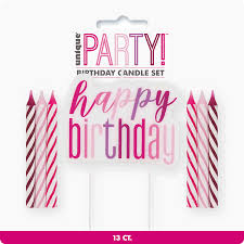 Pink birthday candle set - 13pcs
