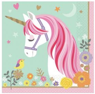 Unicorn pink and blue16 Napkins 33cm x 33cm