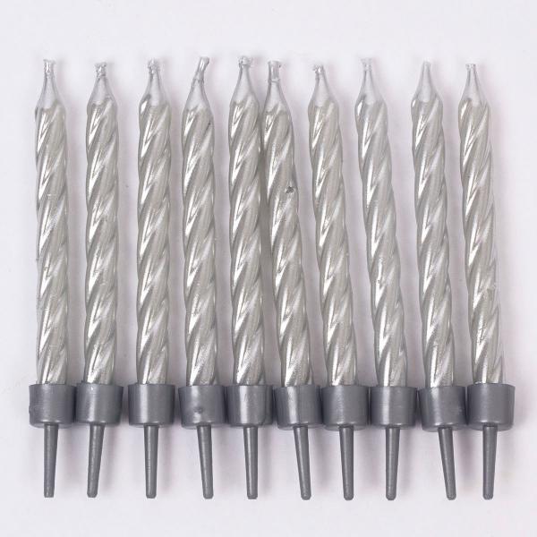 Silver Cake Candles