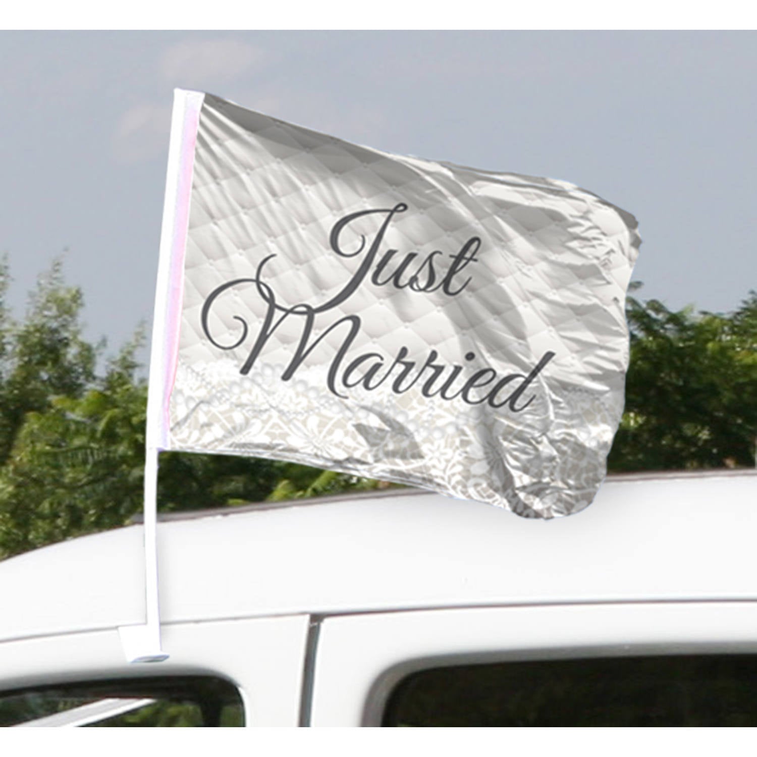 Just Married Wedding Car Flag - 2 pieces