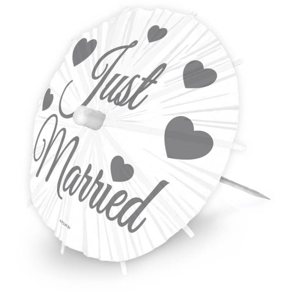 Just Married Parasol Party Pickers XL - 8 pieces