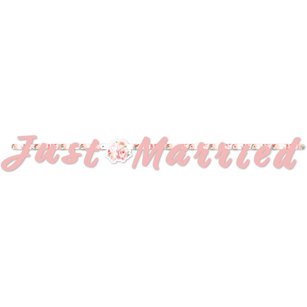 Letterbanner Just Married Wed Roses