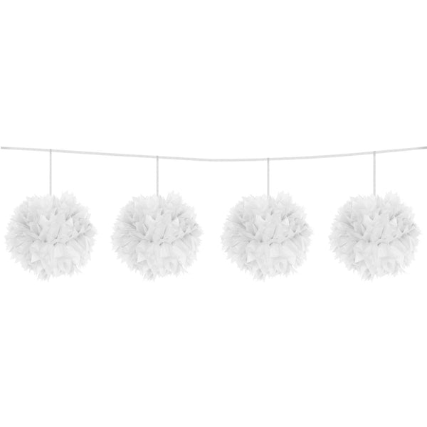 Pom Pom Garland White 12 cm - 3 m